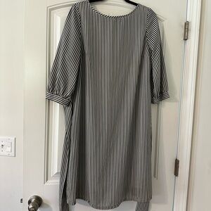 Apt. 9 Black and White Striped Long Sleeve Dress